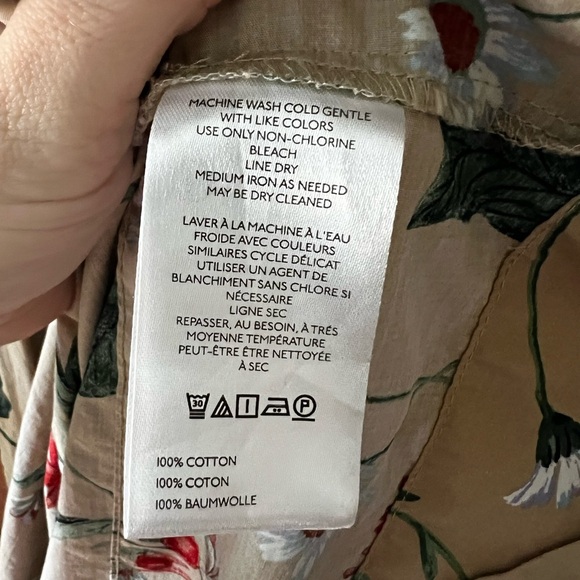 Anthropologie The Somerset Maxi Dress Cotton Tiered XL Khaki Beige Floral Puff - Picture 6 of 16